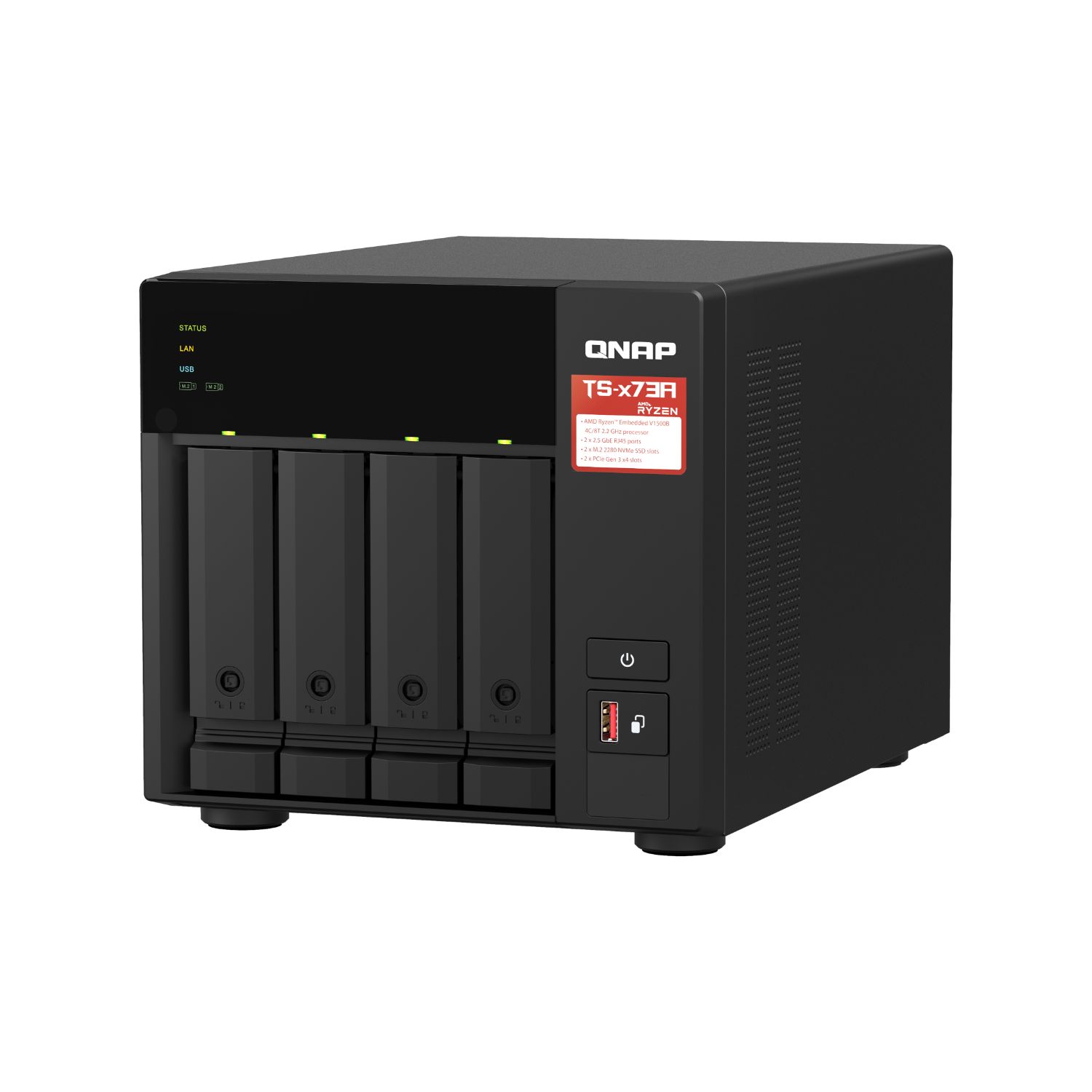 TS-473A-8G - Nas QNAP Ryzen V1500B 8Gb 2M.2 4Bahas 2x2.5Gbe (TS-473A-8G)