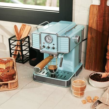 01628 - Cafetera Cecotec Power Espresso 20 Tradizionale Light Blue, para espressos y cappuccinos, rpido Sistema de Calentamiento por thermoblock, 20 Bares, manmetro PressurePro y vaporizador orientable. (01628)