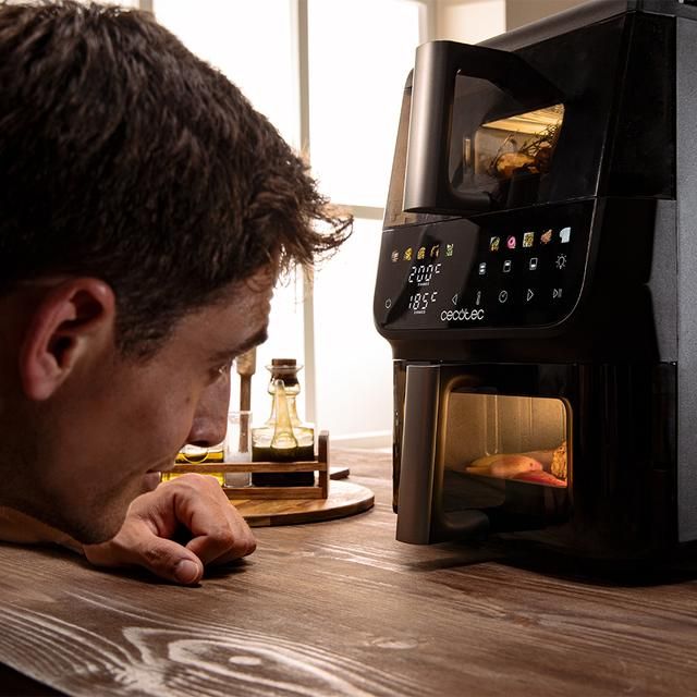 A01_EU01_109328 - Freidora Aire Cecotec Cecofry DuoLevel 10000 DuoSize Window, con cubetas superpuestas de 3.5L y 6.5L, 2000 W de potencia, control tctil, y 10 programas preconfigurados para una coccin rpida y saludable.. (A01_EU01_109328)