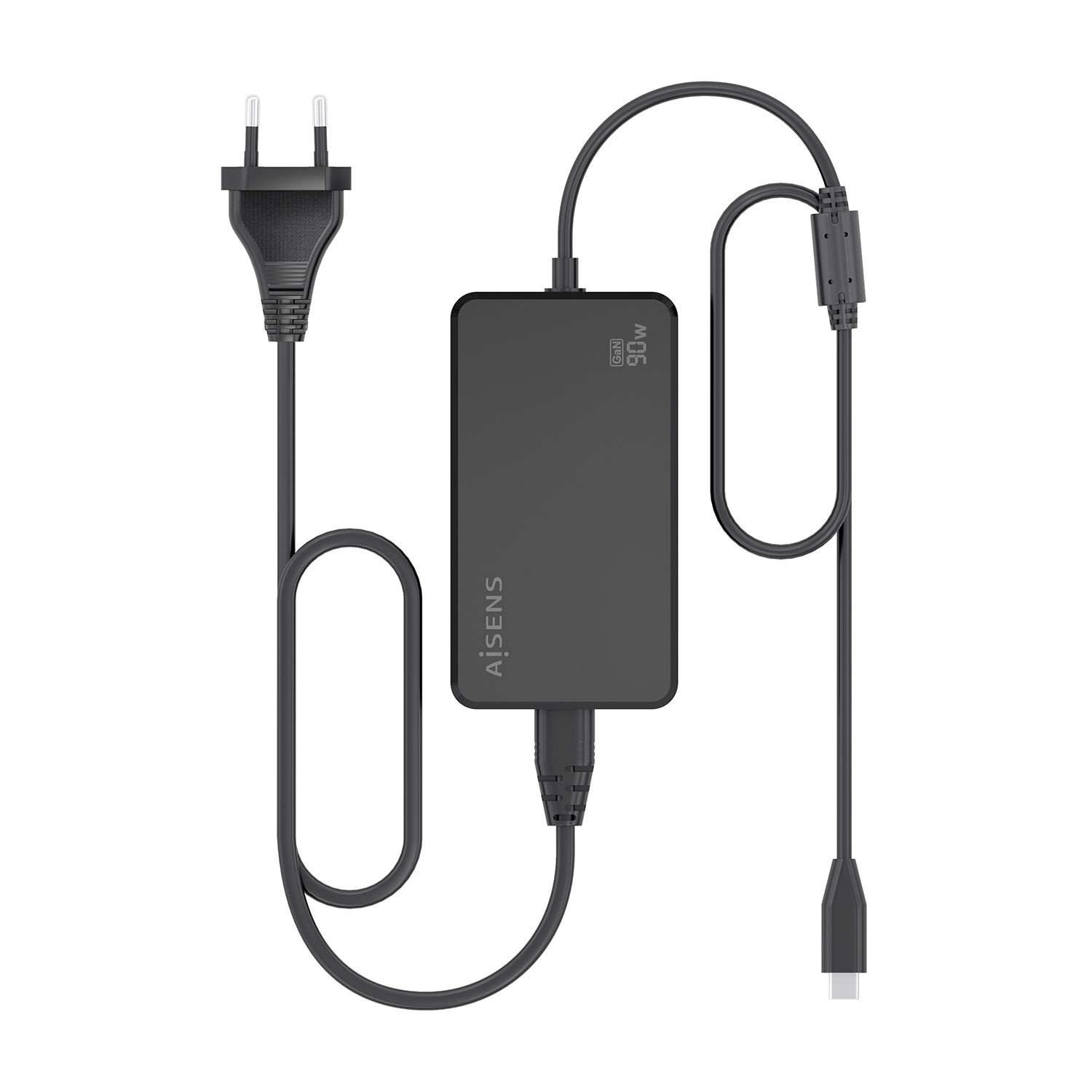 ASCH-1PD90D069-BK - Cargador Sobremesa Aisens GaN 90W PD3.0 1xUsb-C, cable DC 1.8m, Negro (ASCH-1PD90D069-BK)