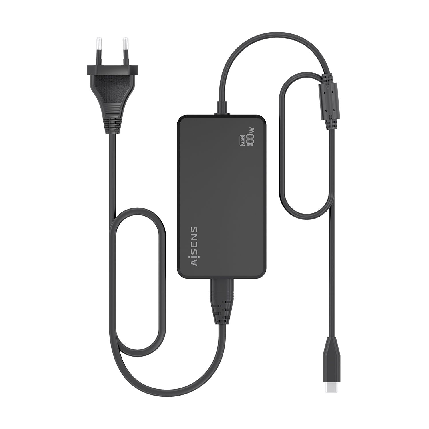 ASCH-1PD100D070-BK - Cargador Sobremesa Aisens GaN 100W PD3.0 1xUsb-C, cable DC 1.8m, Negro(ASCH-1PD100D070-BK)