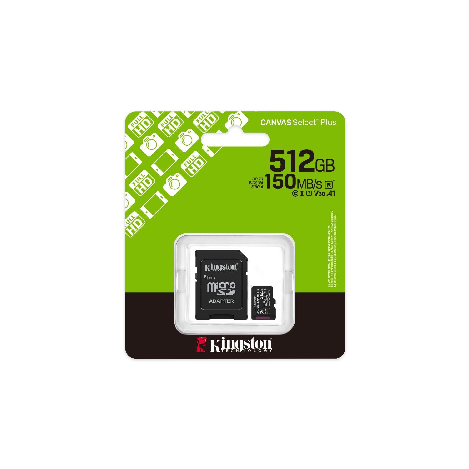 SDCS3/512GB - Kingston MicroSDXC 512Gb con Adaptador SD, Clase10, UHS-I V10 A1 150MB/s. (SDCS3/512GB)