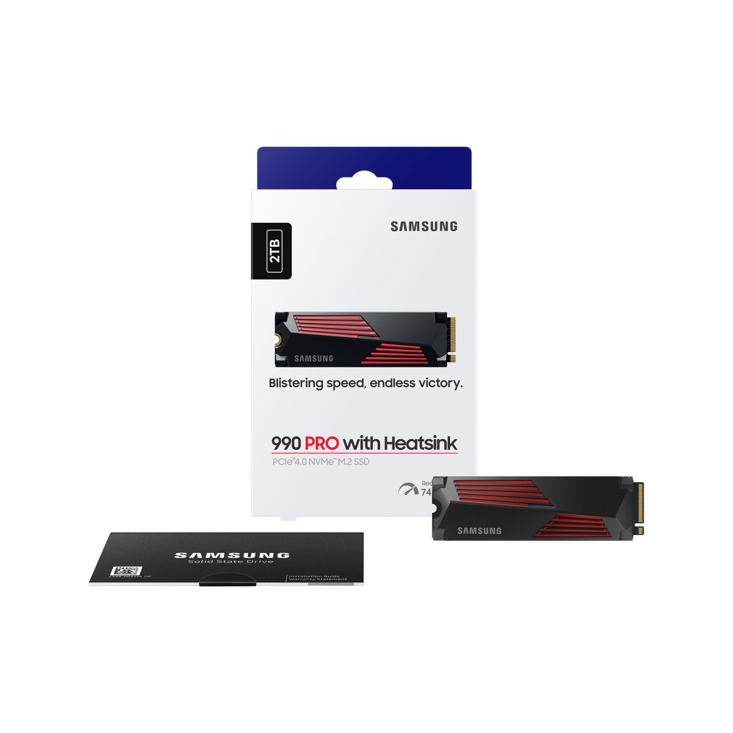 MZ-V9P2T0GW - Disco SSD Samsung 990 Pro 2Tb M.2 NVMe PCIe 4.0 V-NAND MLC Lectura 7450 Mb/s Escritura 6900 Mb/s Disipador Trmico PC/Consola de Videojuegos (MZ-V9P2T0GW)