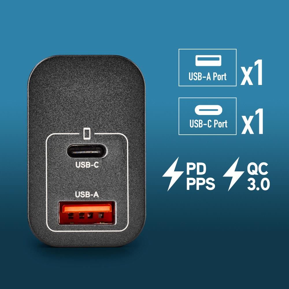ERA30WBLACK - Cargador de Pared NGS Era 30W 1Usb-C 1Usb-A Negro (ERA30WBLACK)