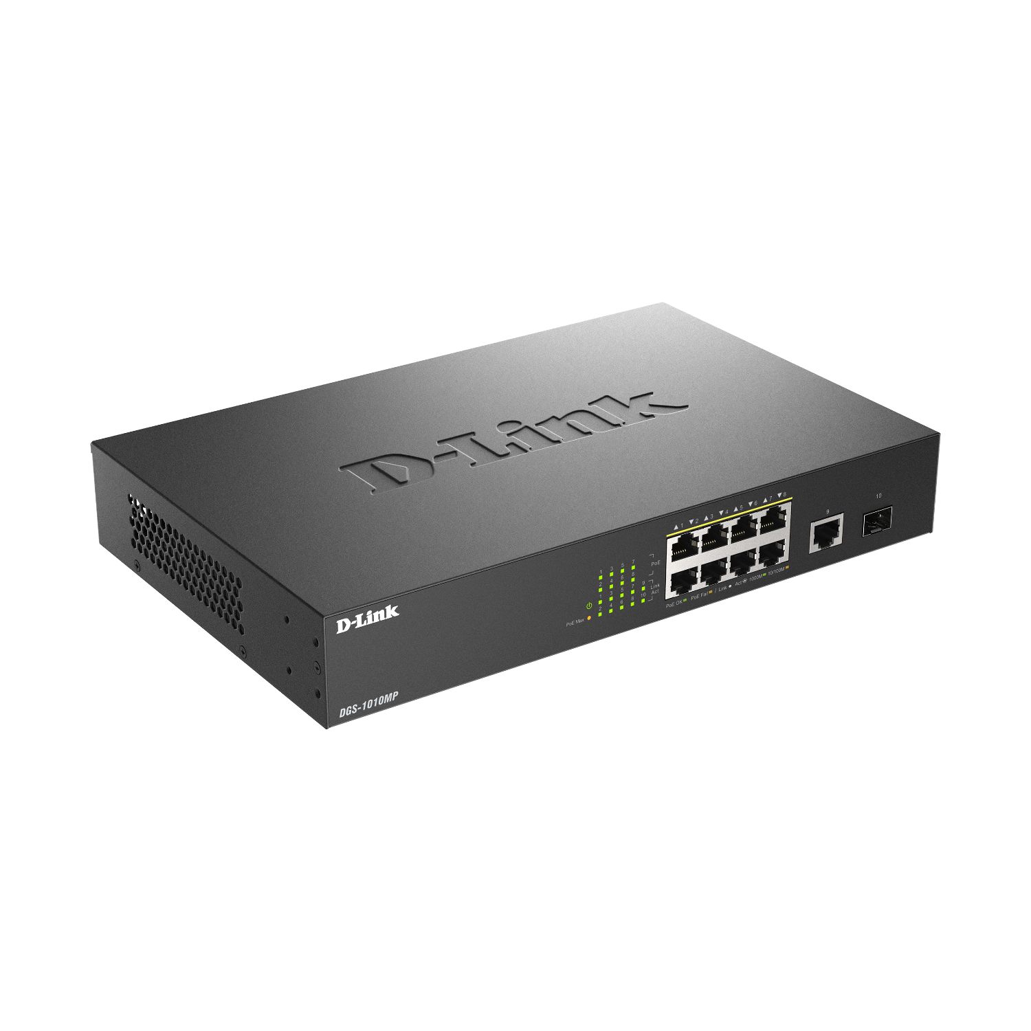 DGS-1010MP/E - Switch D-Link 8xRJ45 PoE 1xSFP Ethernet GbE Rack 1U Negro (DGS-1010MP/E)