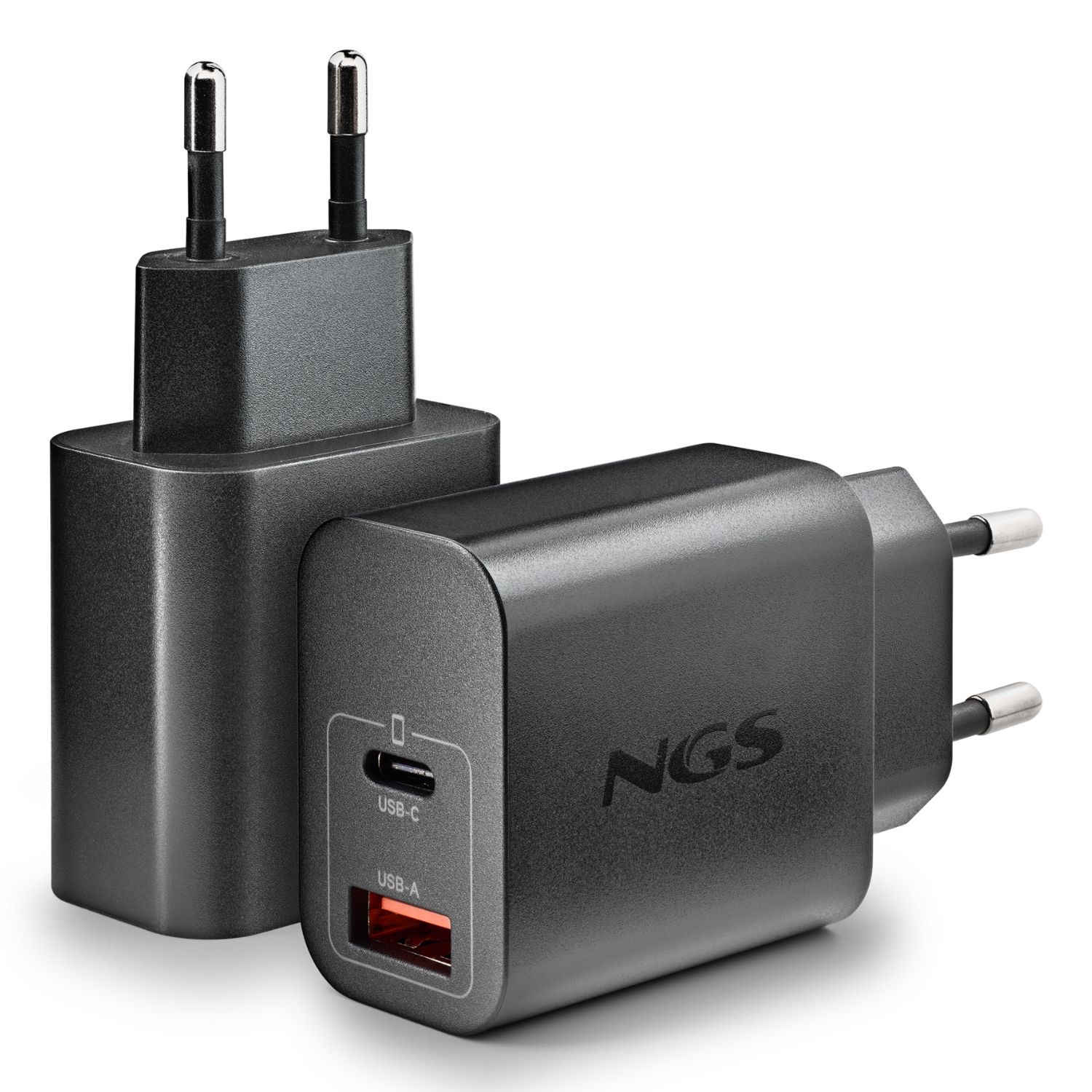 ERA20WBLACK - Cargador de Pared NGS GaN 20W 1xUSB-A PD/PPS 1xUSB-C QC 3.0 Negro (ERA20WBLACK)