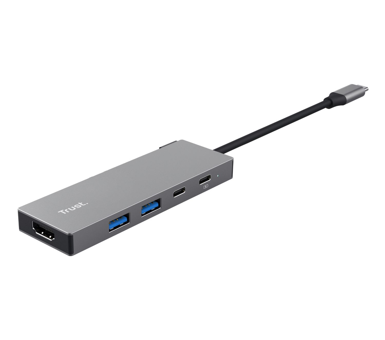 26062 - Adaptador Trust Dalyx 5en1 USB-C a 2xUSB-C/2xUSB-C/1xHDMI Gris (26062)