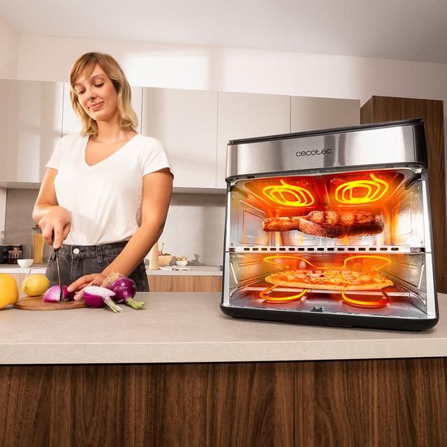 A01_EU01_109979 - Cecofry FoodCourt 18000 4Pizza Freidora de aire 9L y horno de 9L con piedra para pizza, pantalla a color y sincronizaci�n para resultados perfectos. (A01_EU01_109979)