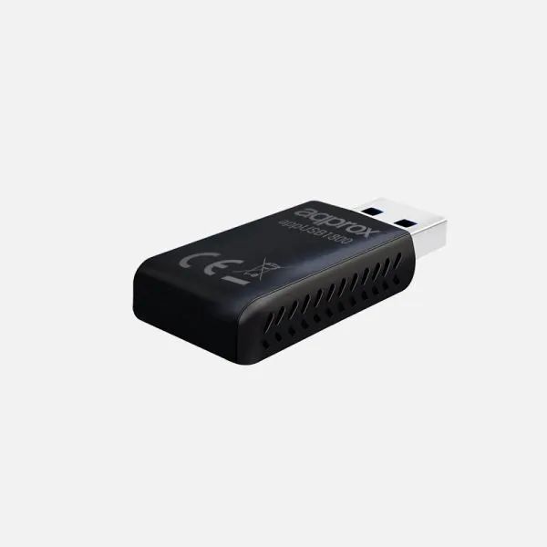 APPUSB1800 - Adaptador APPROX Wi-Fi 6 Usb-A3.0, dual Band 2.4GHz y 5GHz . Negro (APPUSB1800)