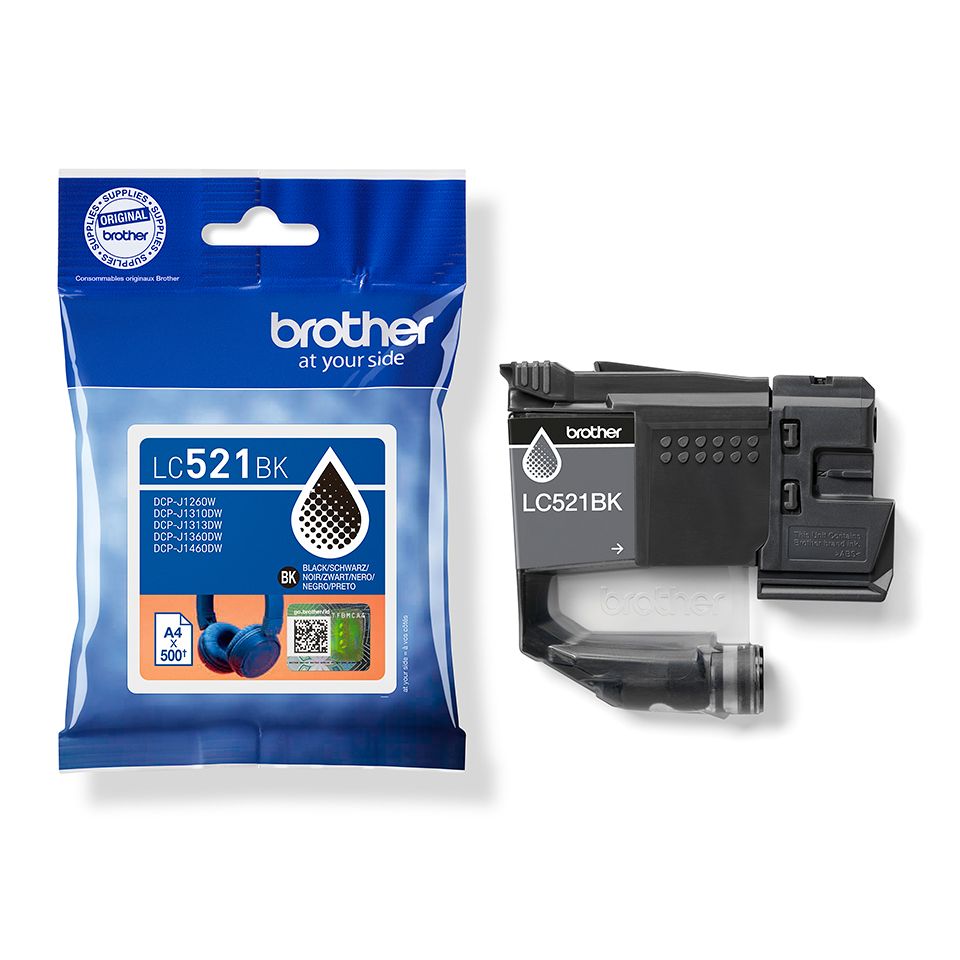 LC521BK - Tinta Brother Negro 500p�ginas, para DCPJ1260W, DCPJ1310DW, DCPJ1360DW. (LC521BK)