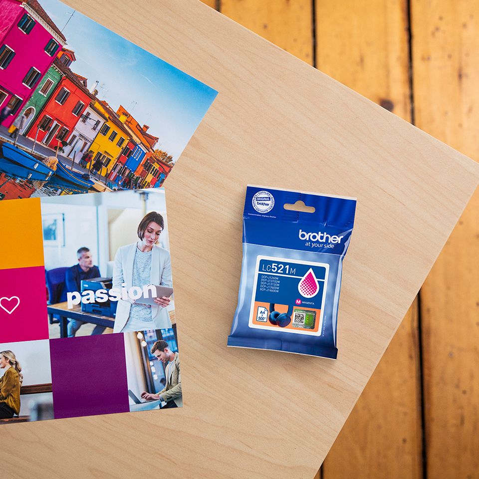 LC521M - Tinta Brother Magenta 500p�ginas, para DCPJ1260W, DCPJ1310DW, DCPJ1360DW. (LC521M)