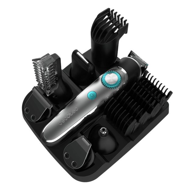 A01_EU01_100059 - Cortapelo Cecotec PrecisionCare Multigrooming Trimmer con 6 cabezales, con 5 peines en medidas de 3/6/9/12/15 mm, y 2 peines regulables de 1 a 10 mm y de 11 a 20 mm, un peine corporal y resistencia IPX7.(A01_EU01_100059)