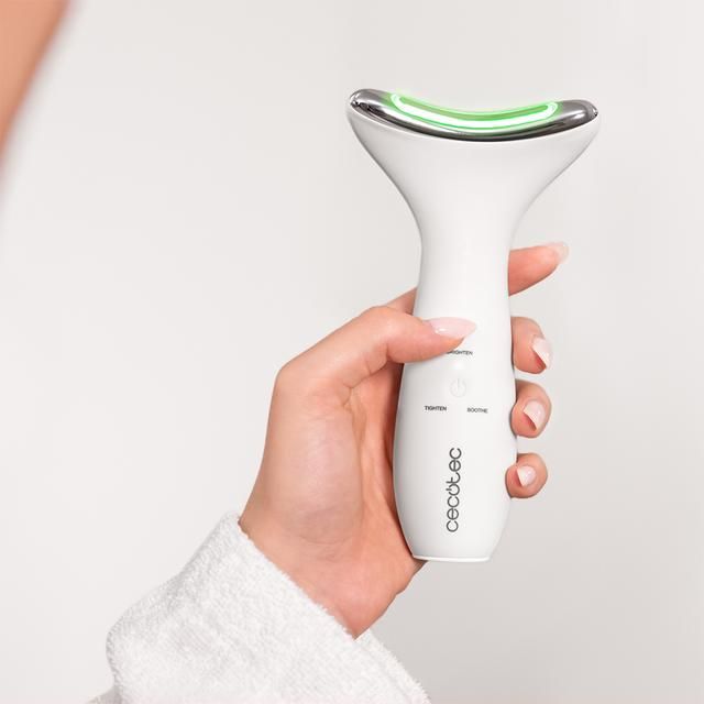 A01_EU01_116294 - Cepillo de fototerapia facial Cecotec FaceCare Face&Neck Pro, Cara y cuello, 3modos,Luz LED roja, azul y verde ,5niveles de EMS, Vibraci�n l Calor (A01_EU01_116294)