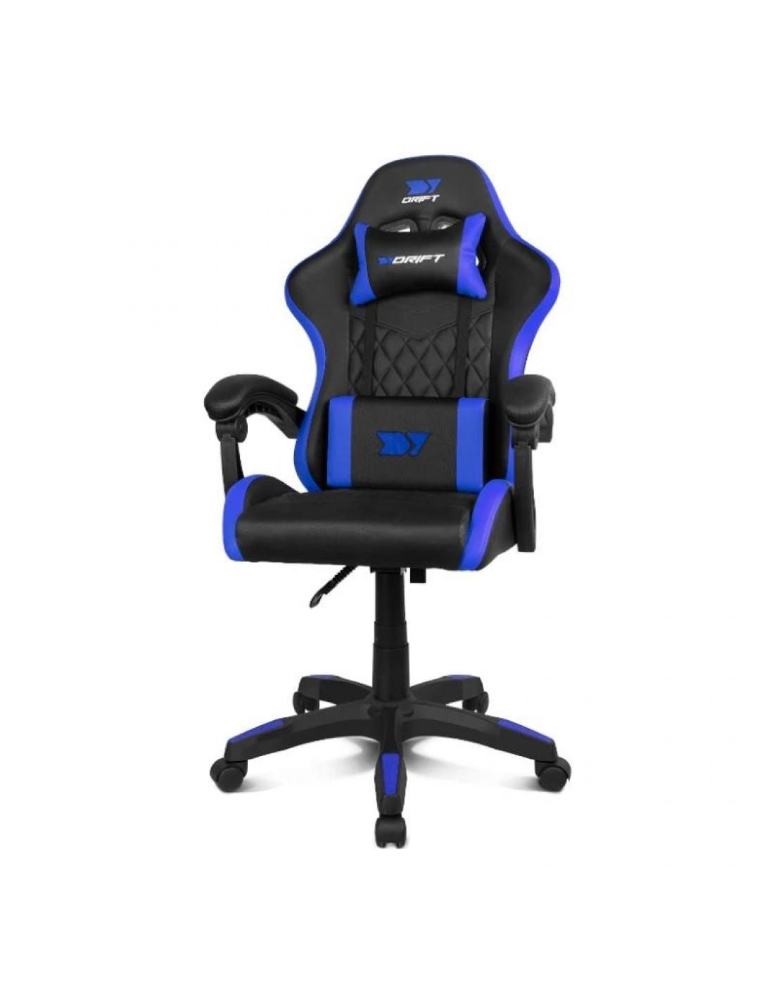 DR35EBL - Silla Gaming Drift Negra/Azul el�ctrico, Reposabrazos acolchados, Pist�n de clase 3, Regulable en altura, Respaldo reclinable, Coj�n lumbar y cervical, hasta 100Kg. (DR35EBL)