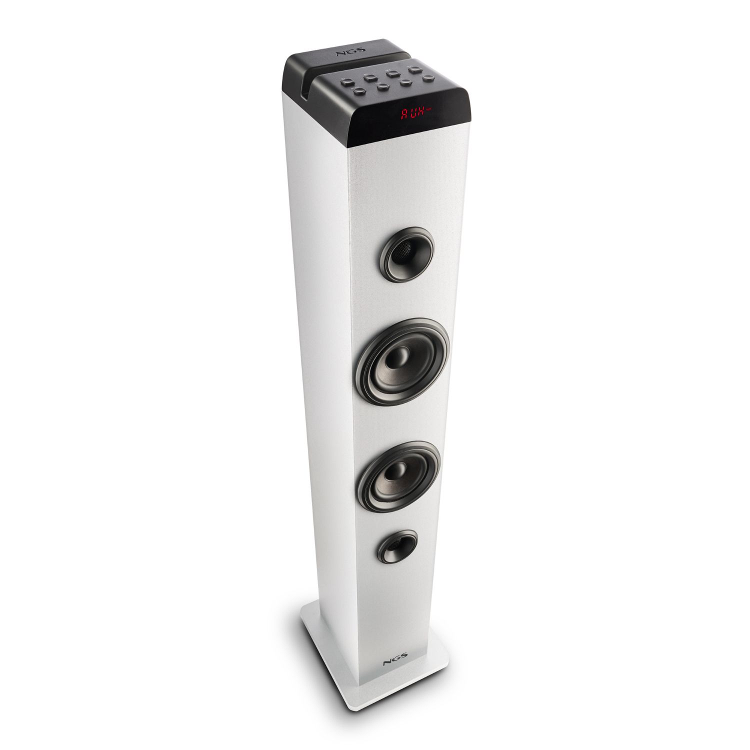SKYCHARMPROWHITE - Torre de Sonido NGS Bluetooth5.4, 80W ,Usb, Aux in, FM, Blanca (SKYCHARMPROWHITE)