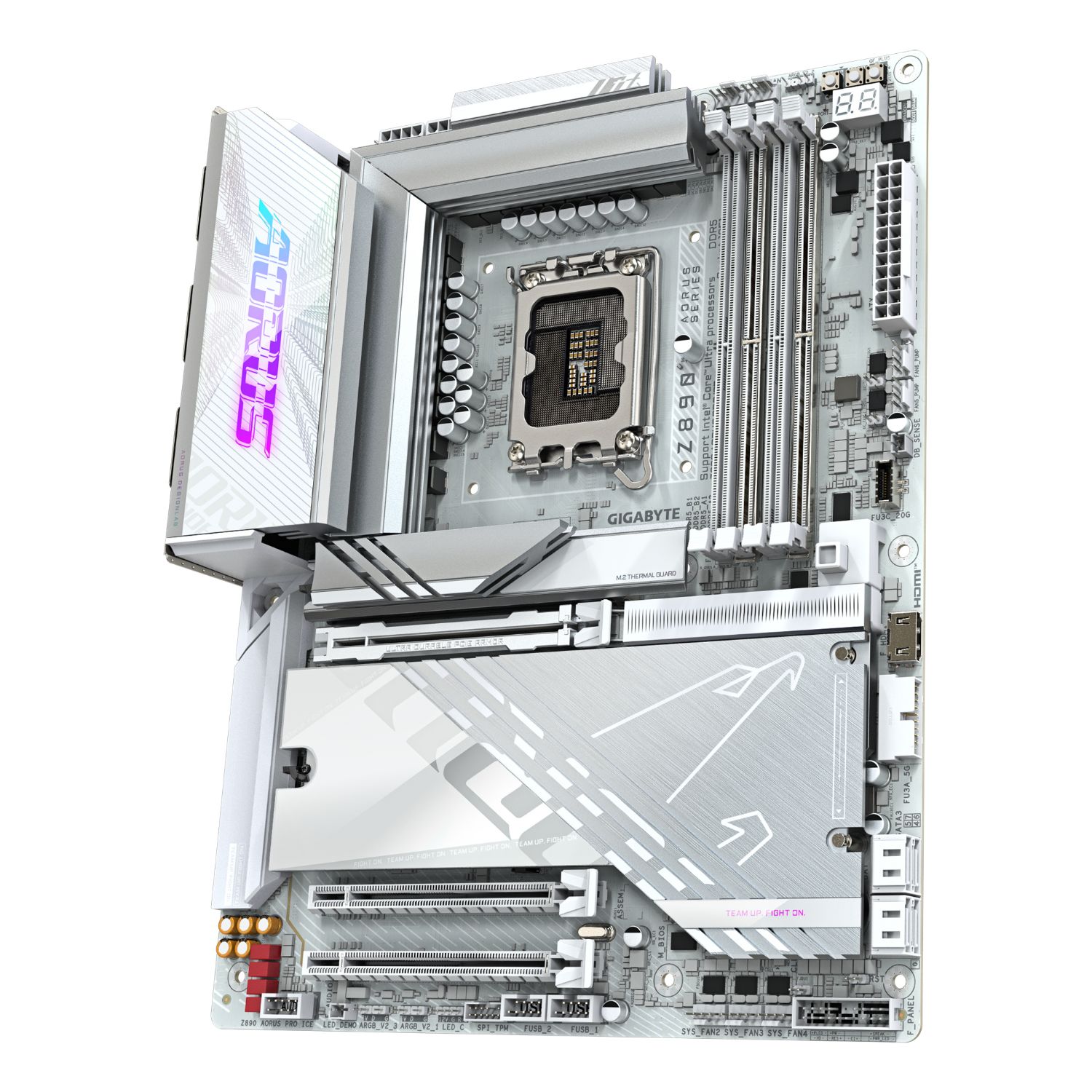 Z890 AORUS PRO ICE - Placa base GIGABYTE Z890 AORUS PRO ICE G10: (1851) DDR5 M.2 SATA3 PCIe USB DP HDMI RJ45 ATX 7.1 WiFI 7 Bluetoth 5.4 Ethernet 5GbE