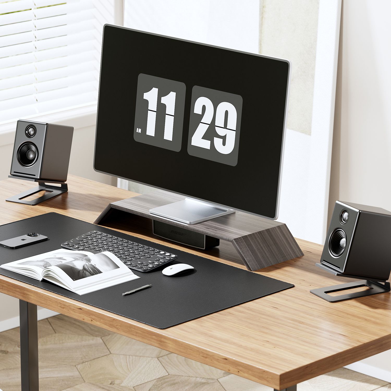 SPK08U-427 - Soporte de Sobremesa AISENS para 2 Altavoces Inclinable M�x. 10Kg Negro (SPK08U-427)