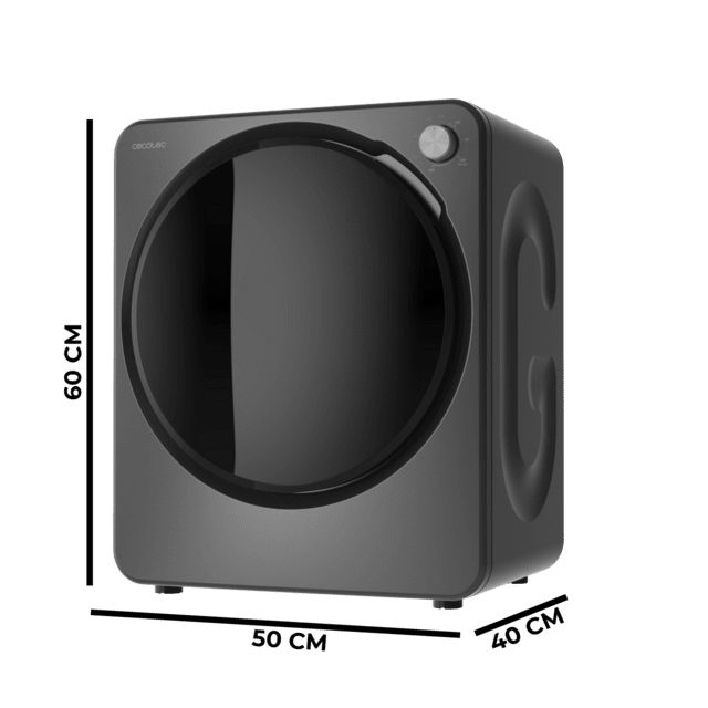 A01_EU01_111285 - Secadora Cecotec Bolero DressCode Dry 3150V Dark Mini ,compacta de evacuaci�n dark grey de 2,5?kg con 950?W,con 4 programas de calor y 2 de fr�o, programa ECO, control knob intuitivo, secado r�pido y eficiente, ideal espacios peque�os.(A01_EU01_111285)