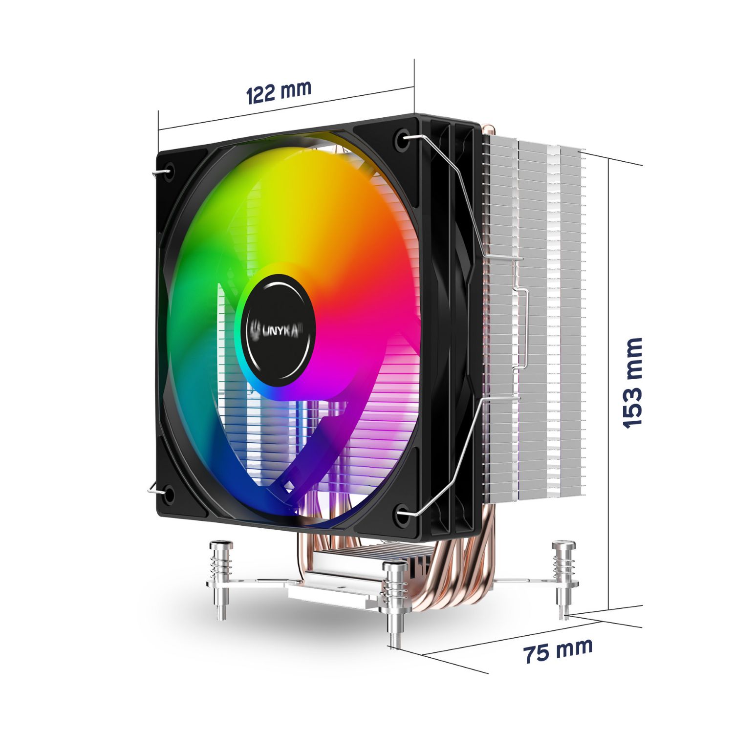 UK324012A - Ventilador Disipador CPU Unyka UNYCOOL H41 ARGB 122x75x153mm. (UK324012A)