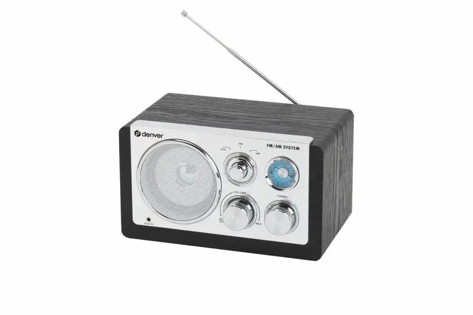 TR-63B BLACK - Radio Denver anal�gica AM/FM con entrada AUX, 15W, fuente de alimentaci�n de 230 V incorporada o 4 pilas AA. (TR-63B)