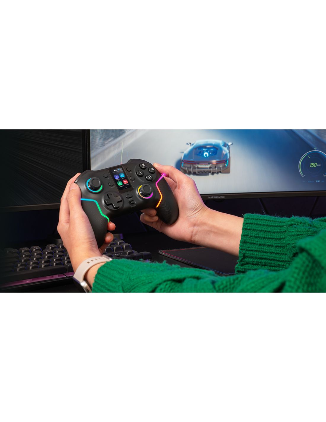 MGPV3 - GamePad Mars Gaming Inal�mbrico Bluetooth ARGB, compatible con Switch/Wwitch 2/PC/Android/iOS 13.0+, Negro. (MGPV3)