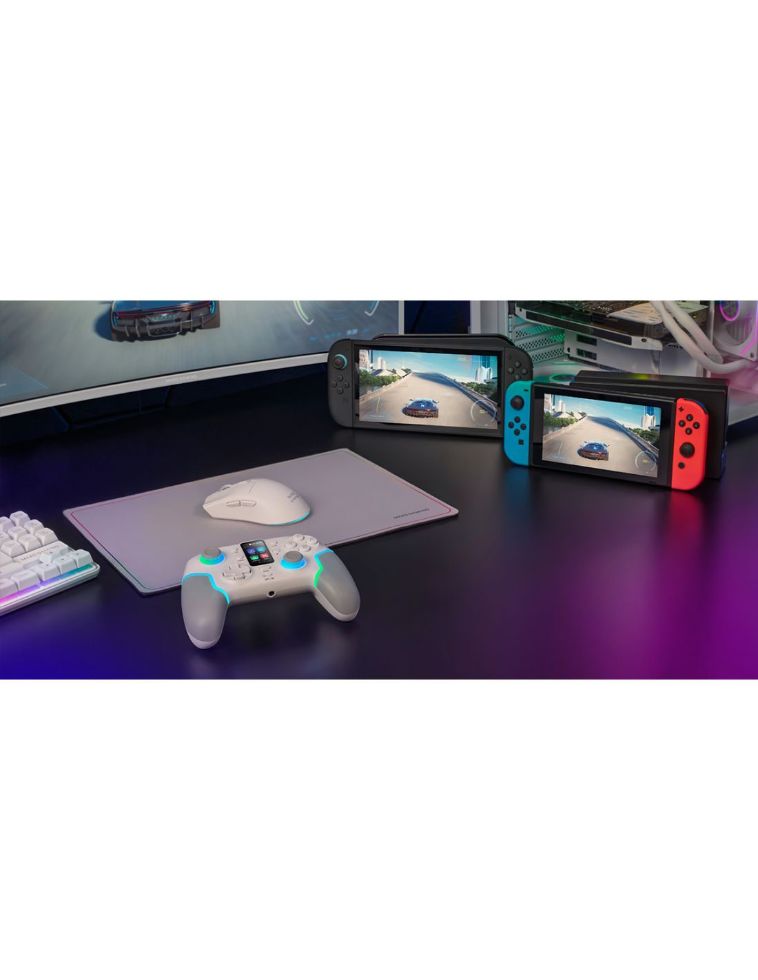 MGPV3W - GamePad Mars Gaming Inal�mbrico Bluetooth ARGB, compatible con Switch/Wwitch 2/PC/Android/iOS 13.0+, Blanco. (MGPV3W)