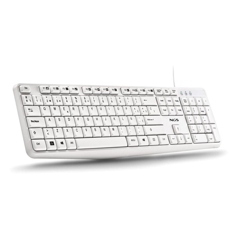 HERITAGESPANISH - Teclado NGS QWERTY USB-A Cable 1.5m Blanco (HERITAGESPANISH)