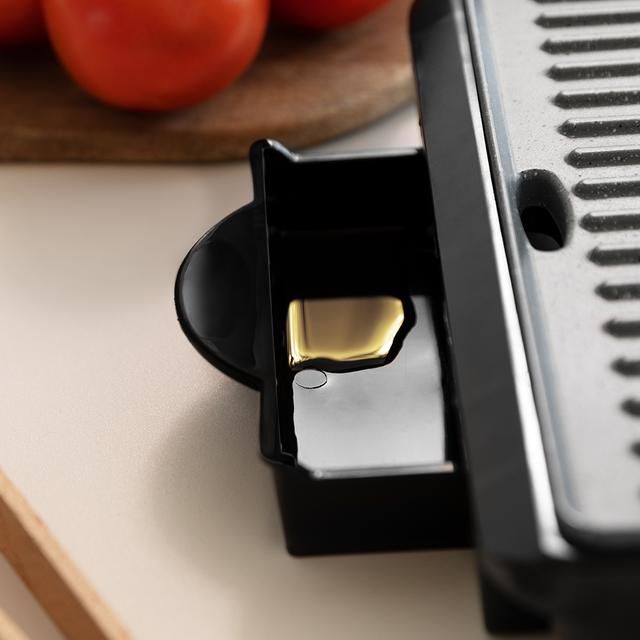 03000 - Parrilla Cecotec RocknGrill Dark 1000, Revestimiento de Piedra, Bandeja Recogegrasas, Placa Superior Flotante, Superficie 25,4x17,5 cm, Libre de PTFE, PFOA (03000)