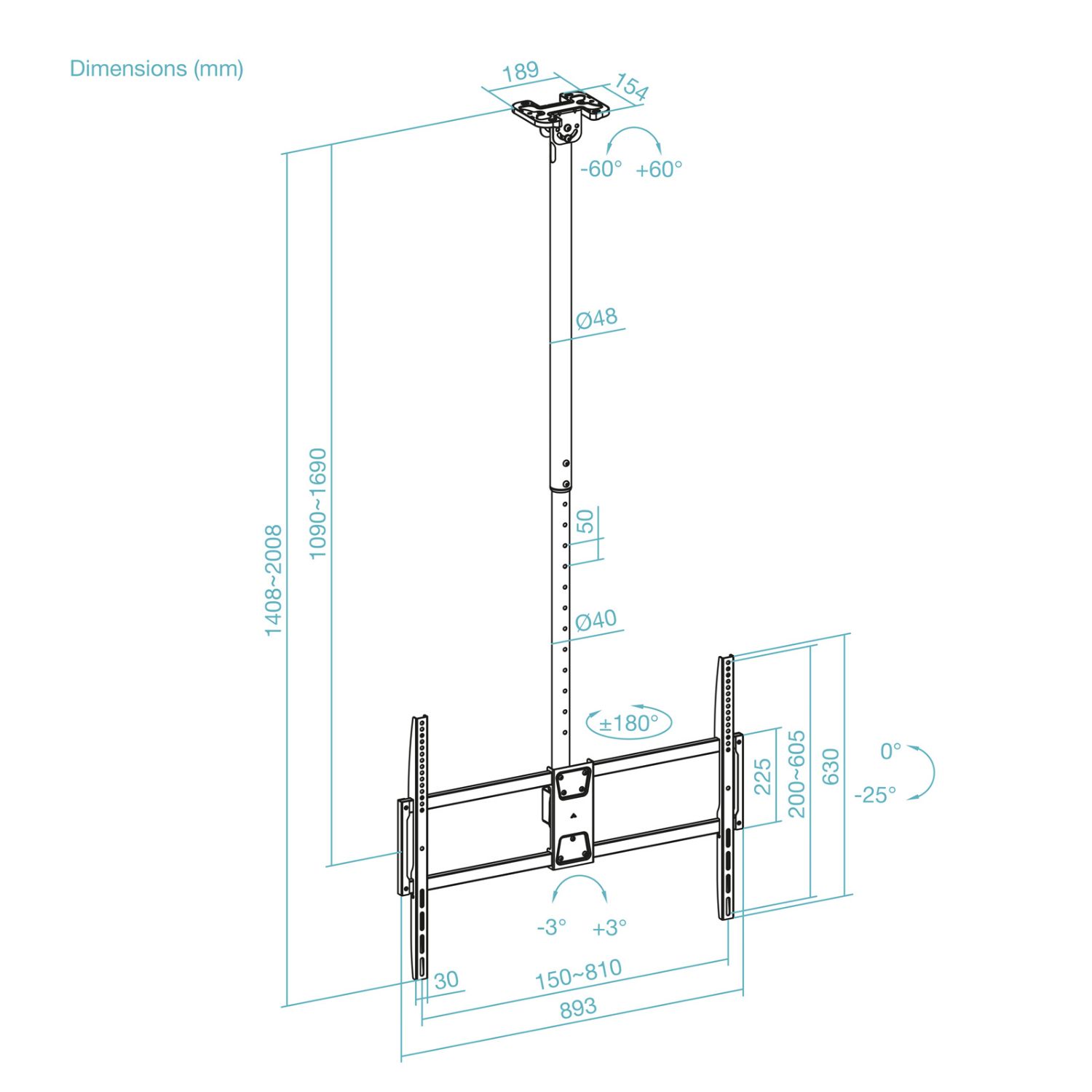 LPCE11100TSLI-B - Soporte de Techo TOOQ 50