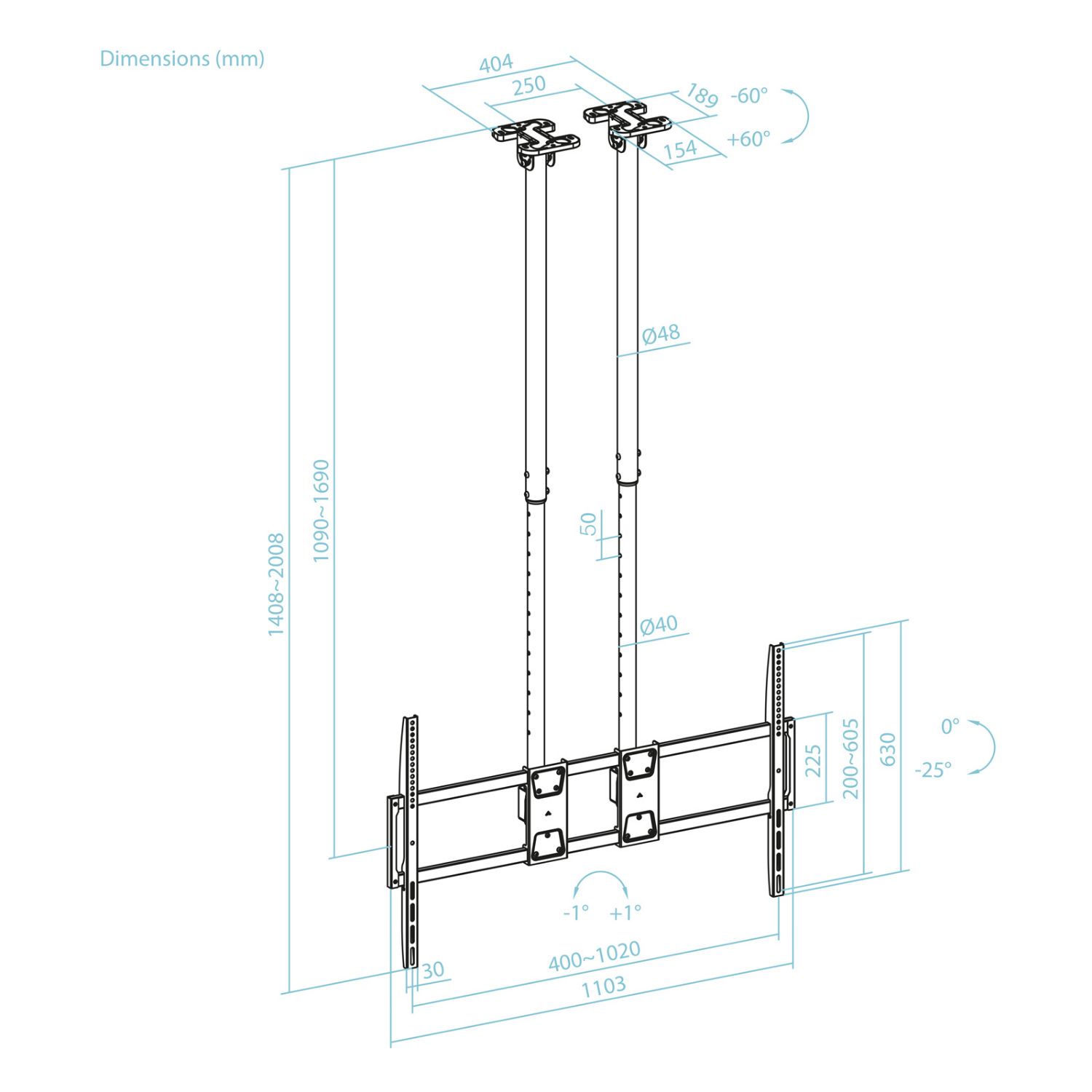 LPCE11120TSLI-B - Soporte Techo TOOQ 60