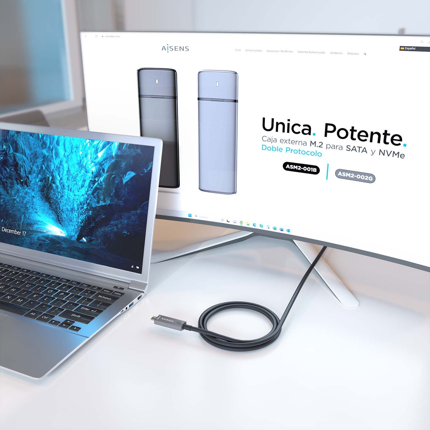 A157-0883 - Cable AISENS USB-C/M a USB-C/M 15m Negro (A157-0883)