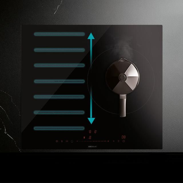 03280 - Placa de inducci�n Cecotec Bolero Squad I 3300 FullFlex, 1 fuego de 28 cm y una Bridge Zone, con 7400 W, 9 niveles, frontal biselado, invisible touch slider control, detector de recipientes, mantenimiento de calor y Kid Lock. (03280)