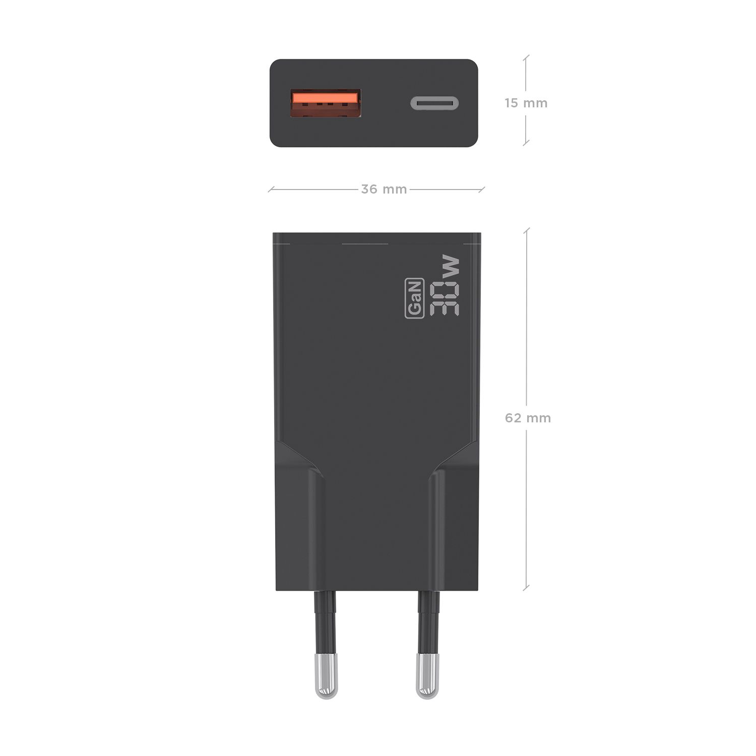A110-1005 - Cargador de Pared AISENS Slim GaN 30W PD/QC 3.0 1xUSB-A 1xUSB-C Negro (A110-1005)
