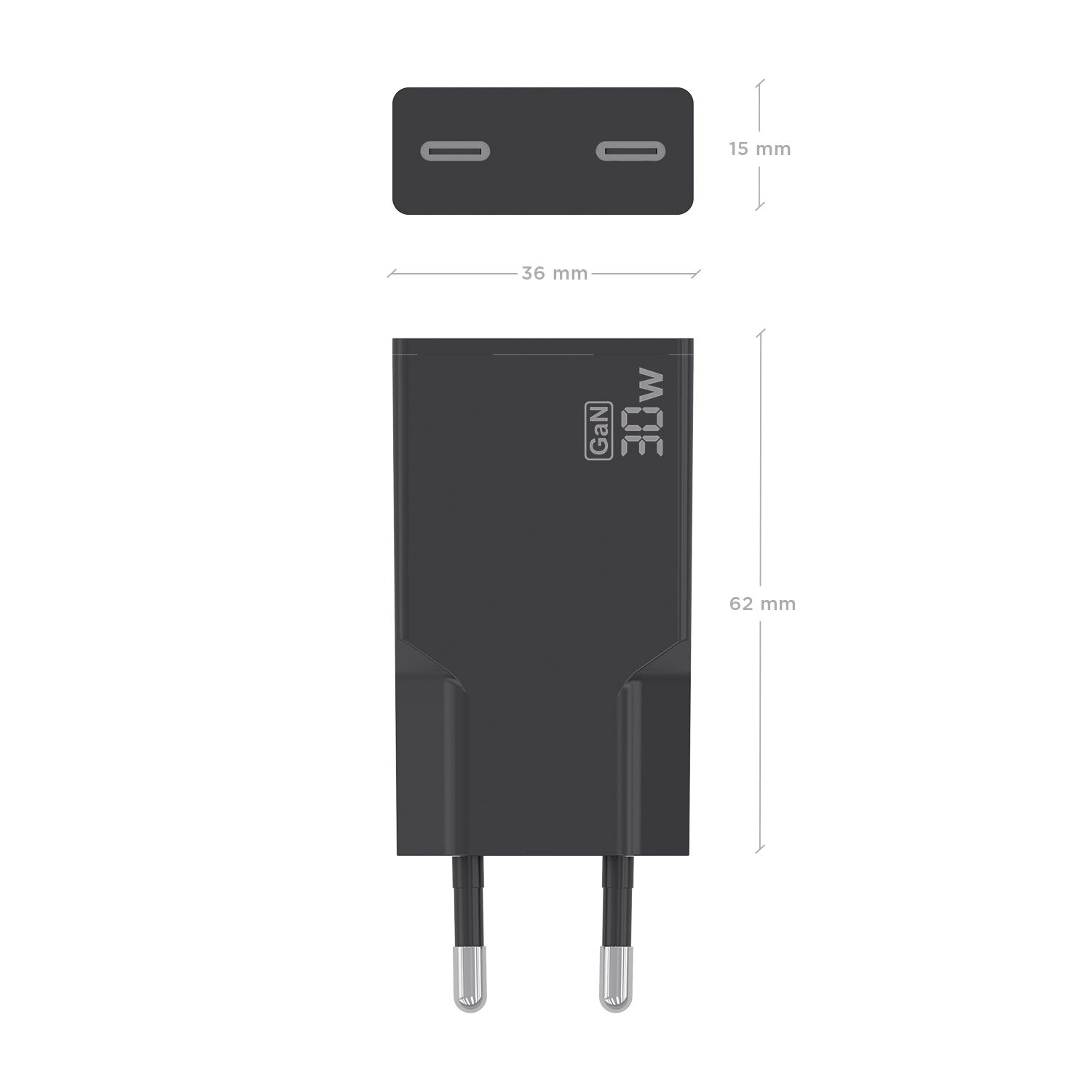 A110-1006 - Cargador de Pared AISENS Slim GaN 30W PD/QC 3.0 2xUSB-C Negro (A110-1006)