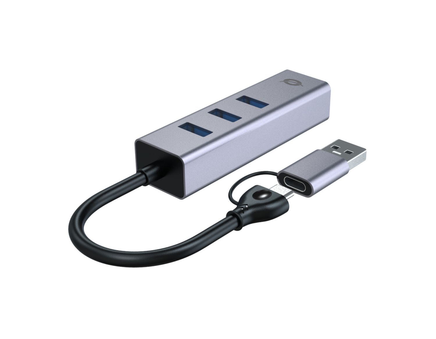 ABBY25G - Adaptador CONCEPTRONIC USB-A+USBC a 3xUSB-A/1xRJ45 Ethernet LAN GbE Cable 0.18m Gris (ABBY25G)