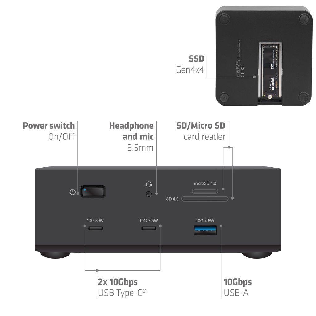 CSV-2562 - Docking Station Club 3D Thunderbolt 5 a 3xUSB 2.0/3xUSB-A 3.0/2xUSB-C 3.1 PD 140W/2xHDMI 8K UHD/1xRJ45 SSD NVMe Ethernet LAN 2.5 GbE Negro (CSV-2562)
