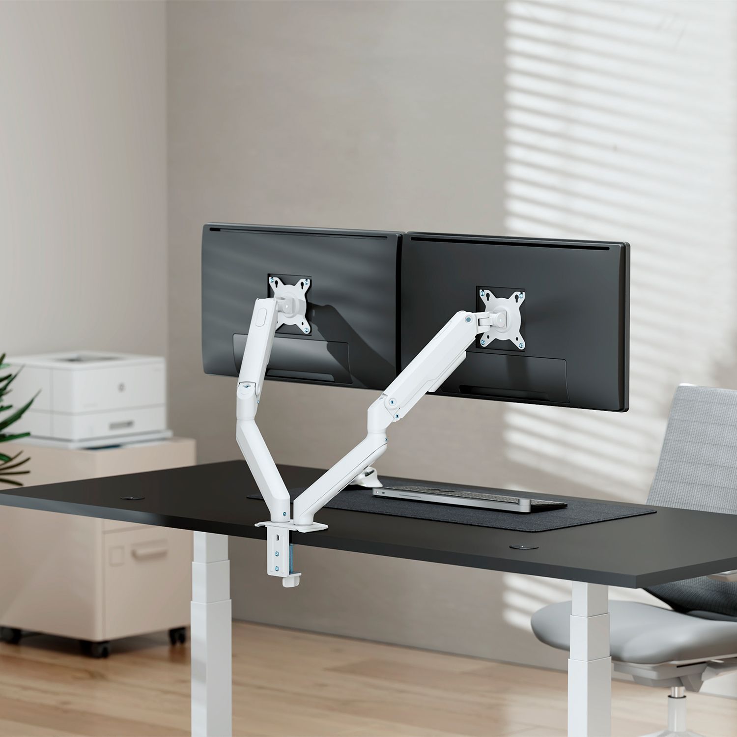 DT32TSR-439 - Soporte de Mesa ECO AISENS 17?-32? Giratorio/Inclinable para Monitor/TV 3 Pivotes 2 Brazos M�x. 18Kg Blanco (DT32TSR-439)