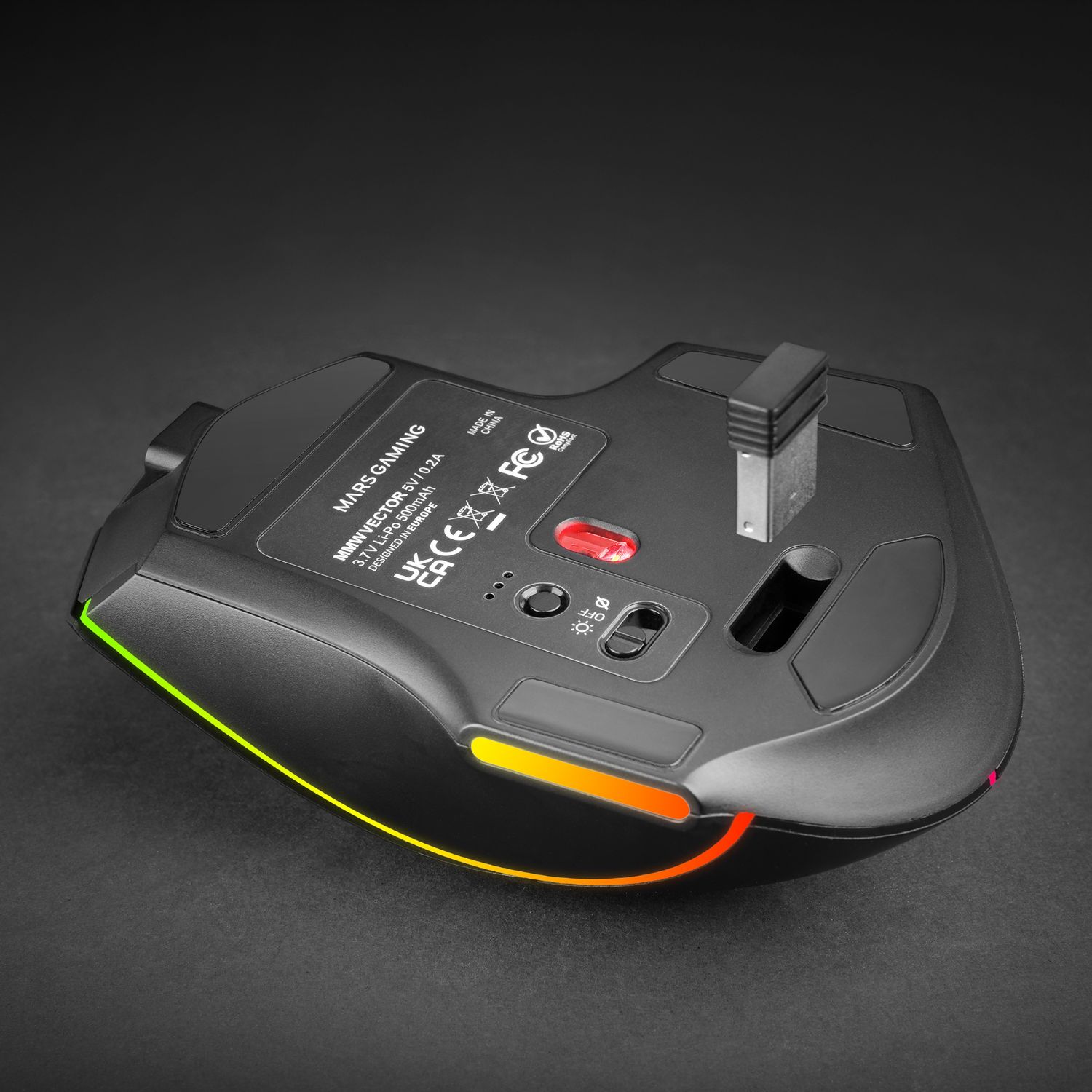 MMWVECTOR - Rat�n Mars Gaming �ptico Diestro RGB Chroma RF Wireless/Bluetooth 5.4/USB-A 12000dpi 7 Botones Cable 1.5m Negro (MMWVECTOR)