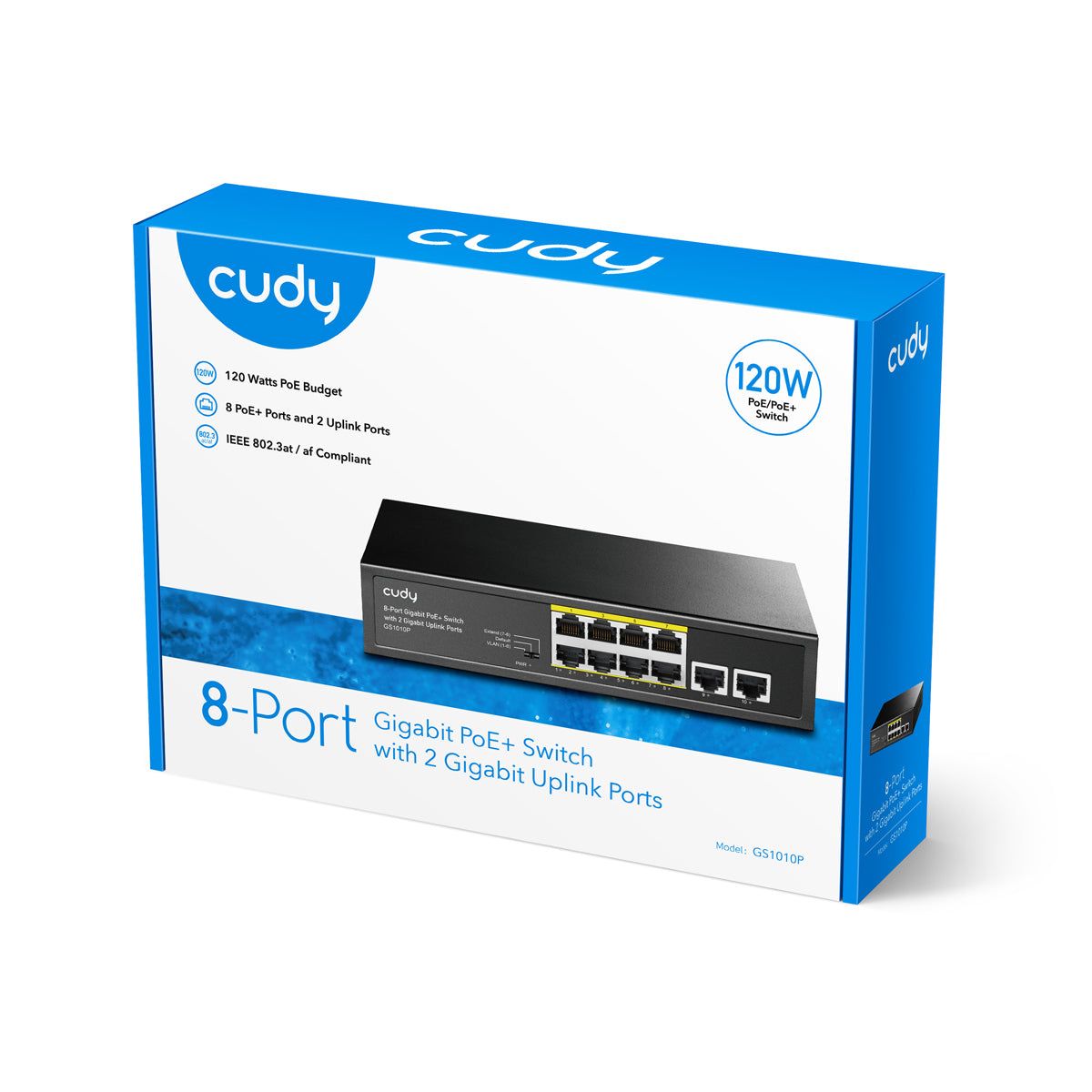 GS1010P - Switch CUDY 10xRJ45 Ethernet 10/100 PoE+ Rack Negro (GS1010P)