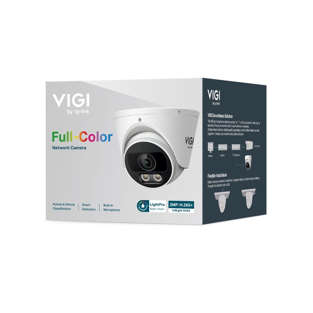 INSIGHT S425 4MM - C�mara IP TP-Link VIGI Full-Color Turret 2mp Sensor CMOS 360� 1xRJ45 Ethernet PoE IP67 IK08 Visi�n Nocturna Exterior Techo/Pared Blanca (InSight S425 4mm)