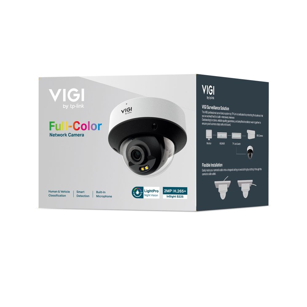 INSIGHT S225 4MM - C�mara IP TP-Link VIGI Full-Color Domo 2mp Sensor CMOS 355� Micr�fono Integrado 1xRJ45 Ethernet IP67 IK10 Visi�n Nocturna Exterior Techo/Pared (InSight S445S 4mm)