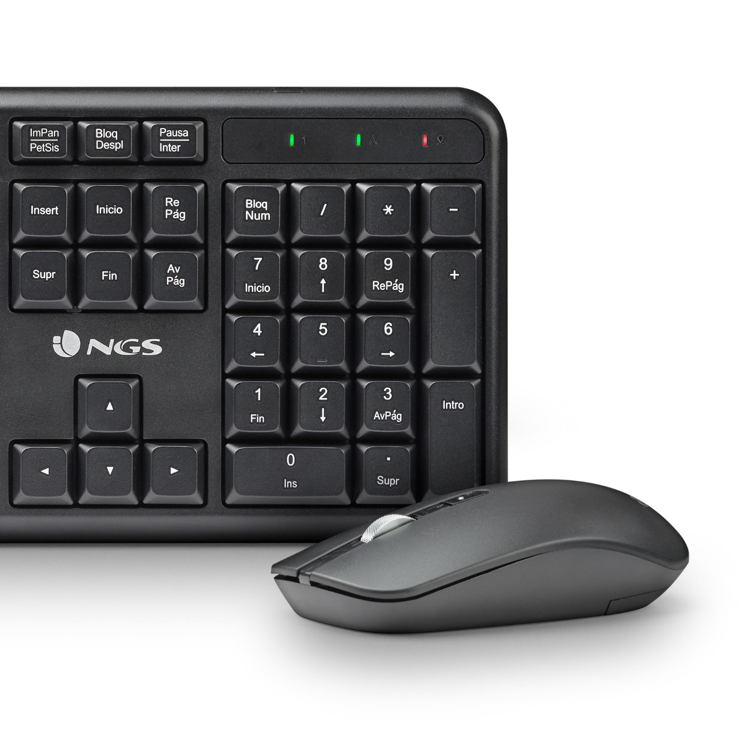 SERENITYKITSPANISH - Kit Teclado + Rat�n NGS Multidispositivo Multimedia QWERTY RF Wireless �ptico Ambidextro 1600dpi 3 Botones Negro (SERENITYKITSPANISH)
