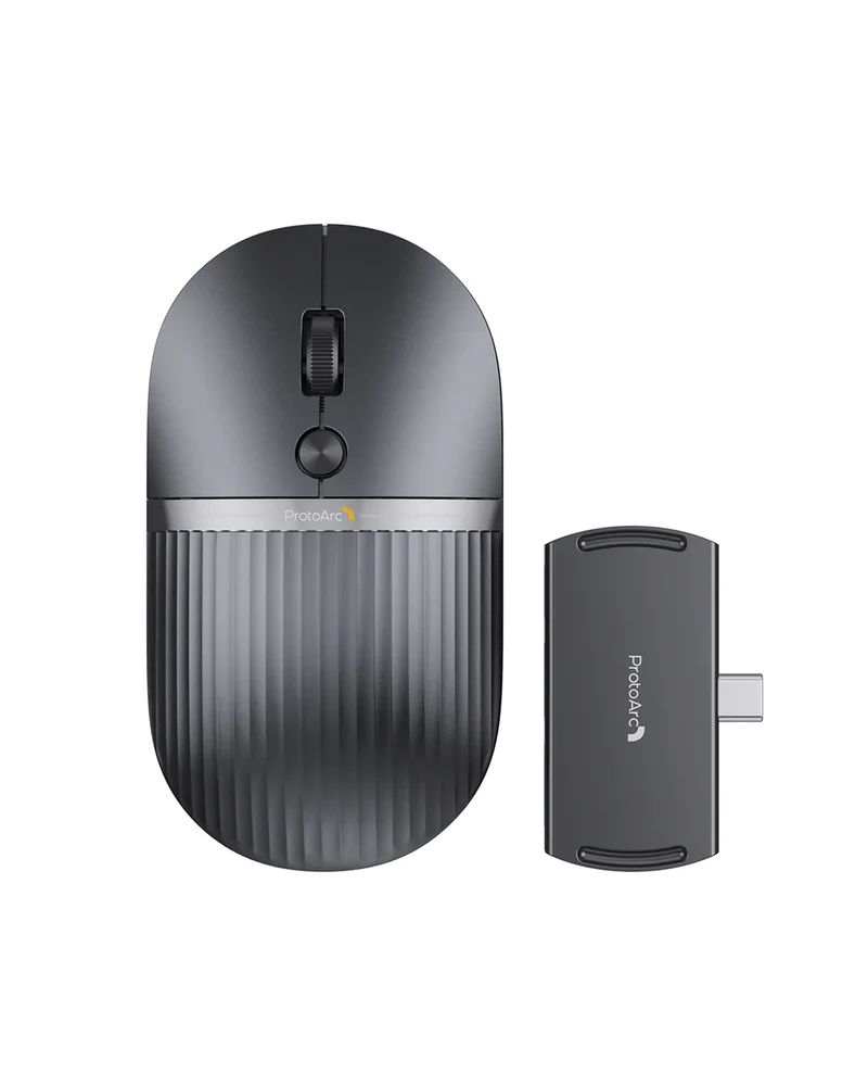 CP013076 - Rat�n ProtoArc HubMouse Inal�mbrico Bluetooth 2.4GHz USB Recargable Conexi�n Multidispositivo 3en1 Negro Metalizado (CP013076)