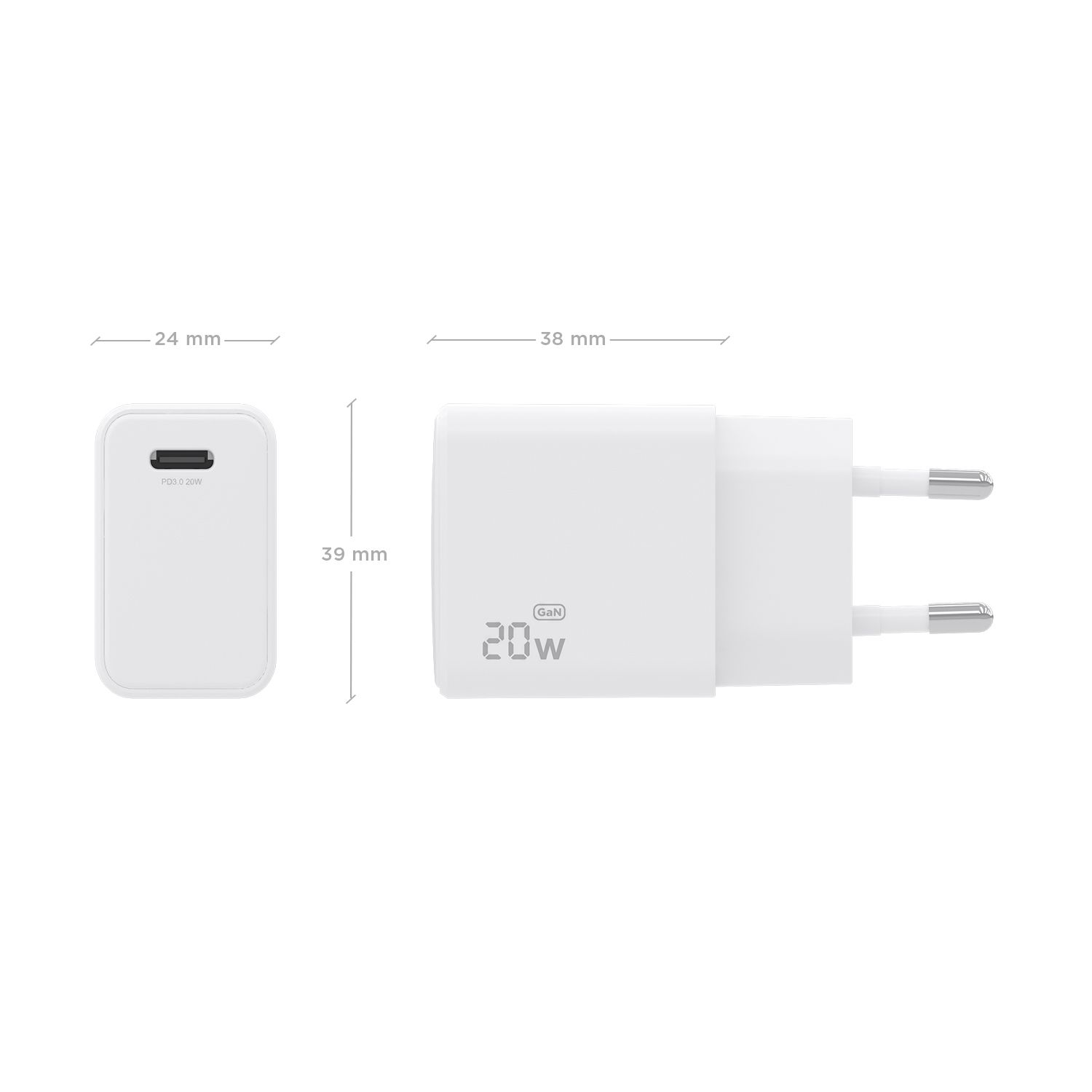 A110-1023 - Cargador de Pared AISENS GaN 20W PD 3.0 QC 3.0 1xUSB-C Blanco (A110-1023)