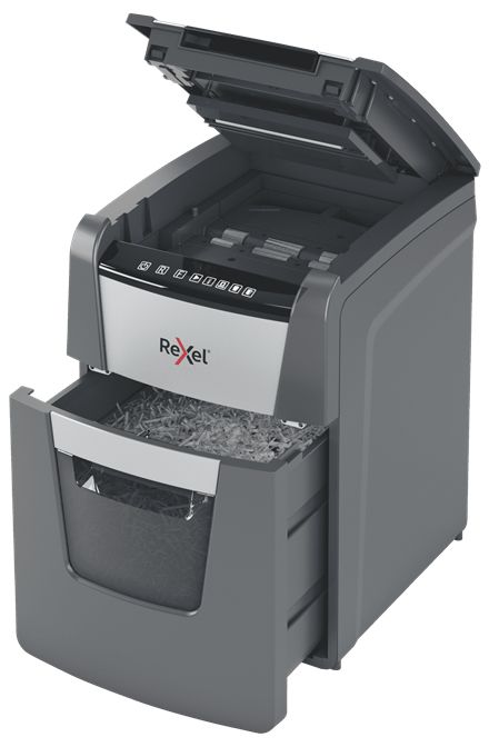 2020100XEU - Destructora autom�tica REXEL Optimum AutoFeed 100X P-4, hasta 100hojas A4 a la vez, papelera extra�ble de 34L. Tritura grapas y clips. (2020100XEU)