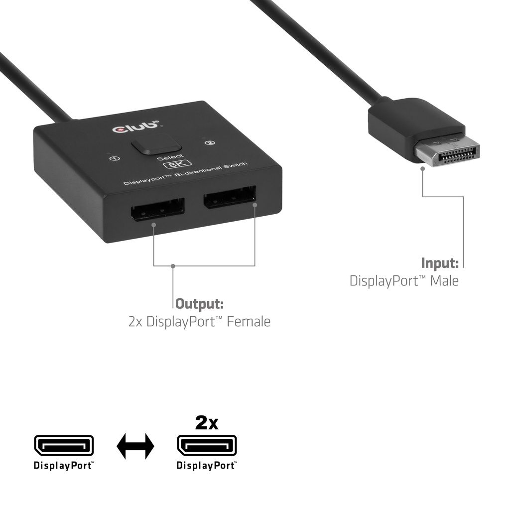 CSV-1009 - Switch Club 3D 2xDisplayPort 8K Ultra HD/60Hz Bidireccional Negro (CSV-1009)