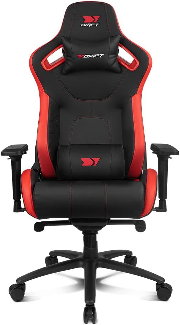 DR600BR - Silla Drift Gaming Deluxe XL. Soportar hasta 150 kilos. Uso continuado para jugar o trabajar. Reclinable hasta los 135�. Ruedas silenciosNegra/Roja(DR600BR)