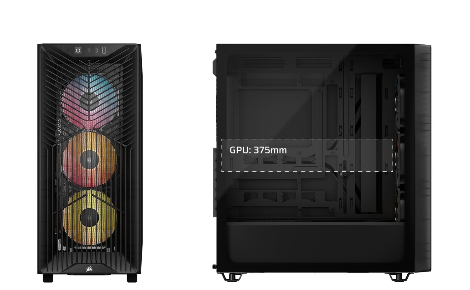 CC-9011346-WW - Caja Corsair 3200D RS ARGB Panel Lateral de Cristal Templado 1xUSB 2.0 1xUSB-C 3.2 ATX Mini-ATX mATX Negra (CC-9011346-WW)