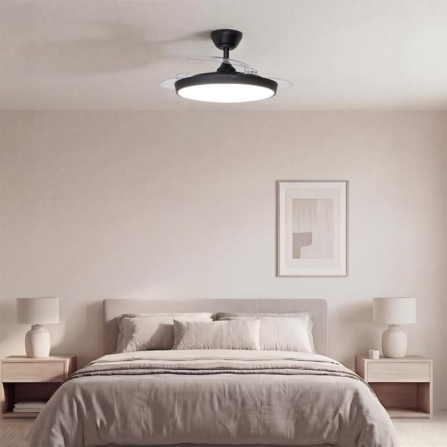 A01_EU01_125321 - Ventilador Techo Cecotec EnergySilence Aero 300 Air Invisible Black, con 3 aspas retr�ctiles, con motor DC de 30 W, iluminaci�n LED, temporizador hasta 4 horas, funci�n winter-summer, 6 velocidades, mando a distancia. (A01_EU01_125321)