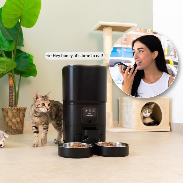 A01_EU01_117511 - Comedero Autom�tico Cecotec Pumba 8600 Double Meal Vision para mascotas con dos bowls de inox, control wifi, c�mara, grabadora de voz, con 7 litros de capacidad y control de porciones. (A01_EU01_117511)